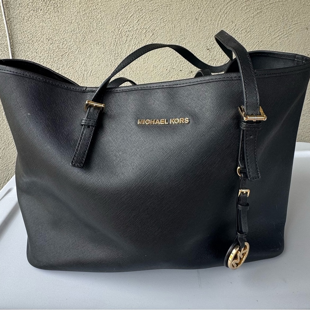 Michael Kors Black Tote with Gold Accents